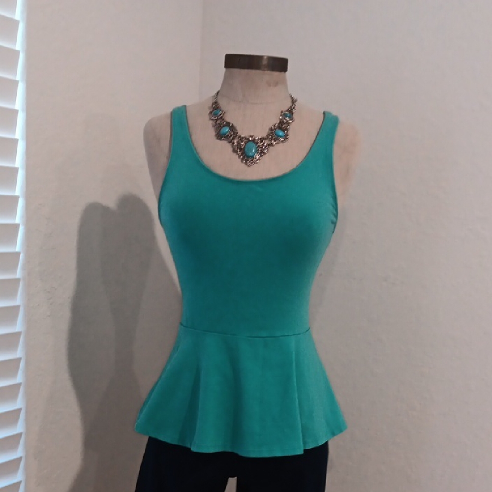 Express Teal Peplum Tank Top